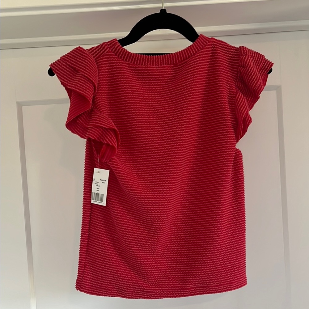 Red Ruffled Sleeve Top - Picture 4 of 4